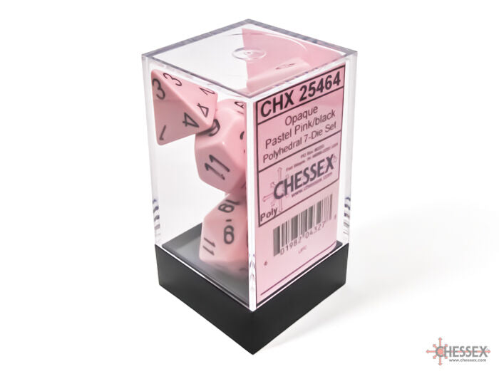 Opaque Polyhedral Pastel Pink/black 7-Die Set