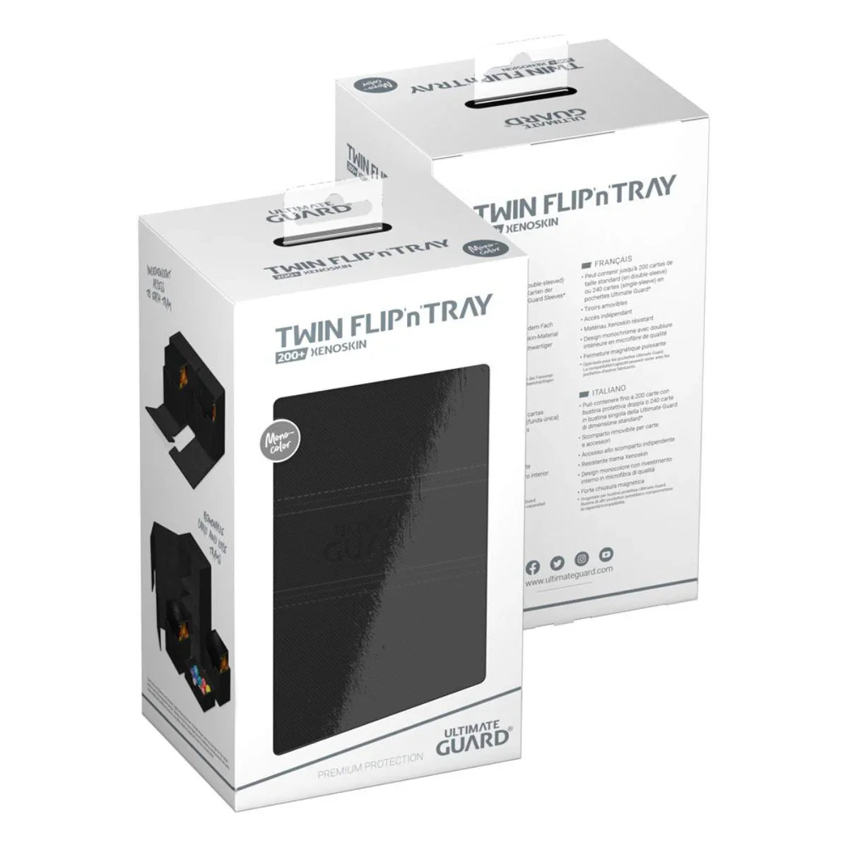 Ultimate Guard: Deck Box – XenoSkin Monocolor Twin Flip'n'Tray 200+ – Black