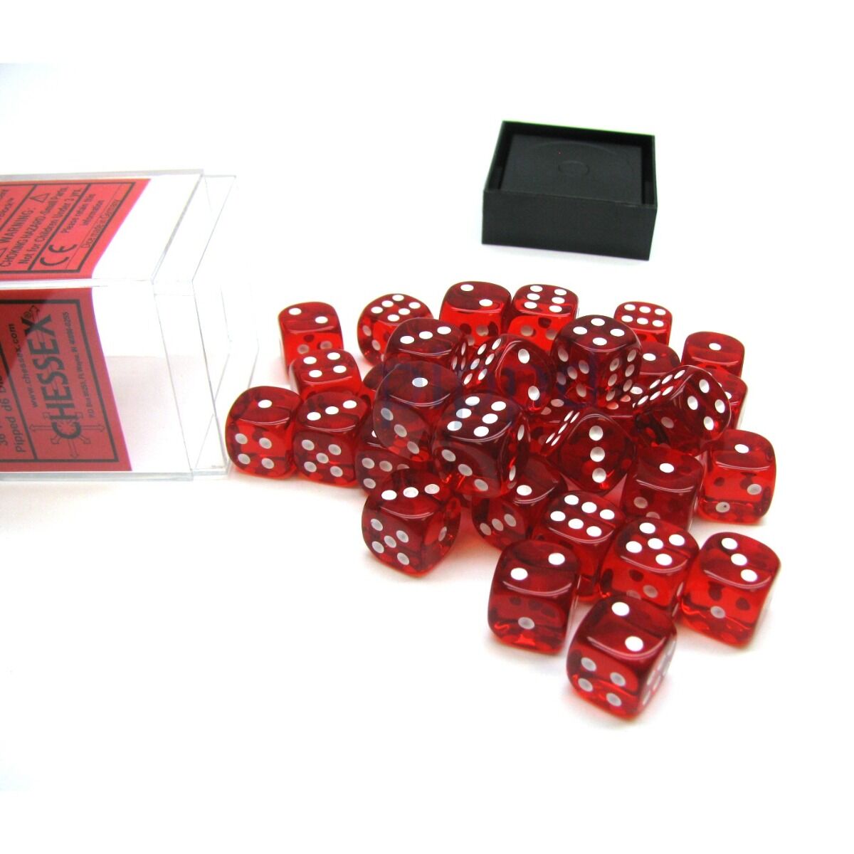 Translucent 12mm d6 Red/White Block (36)