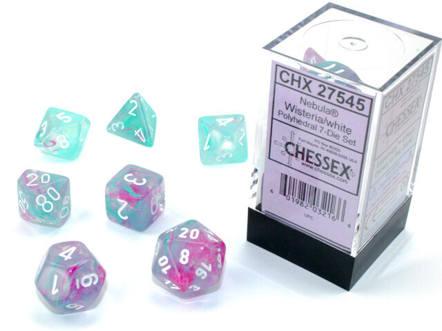 Nebula Polyhedral Wisteria/White Luminary 7-Die Set