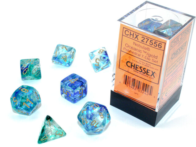 Nebula Polyhedral Oceanic/Gold Luminary 7-Die Set