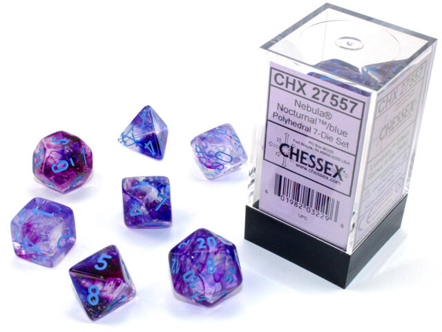 Nebula Polyhedral Nocturnal/Blue Luminary 7-Die Set