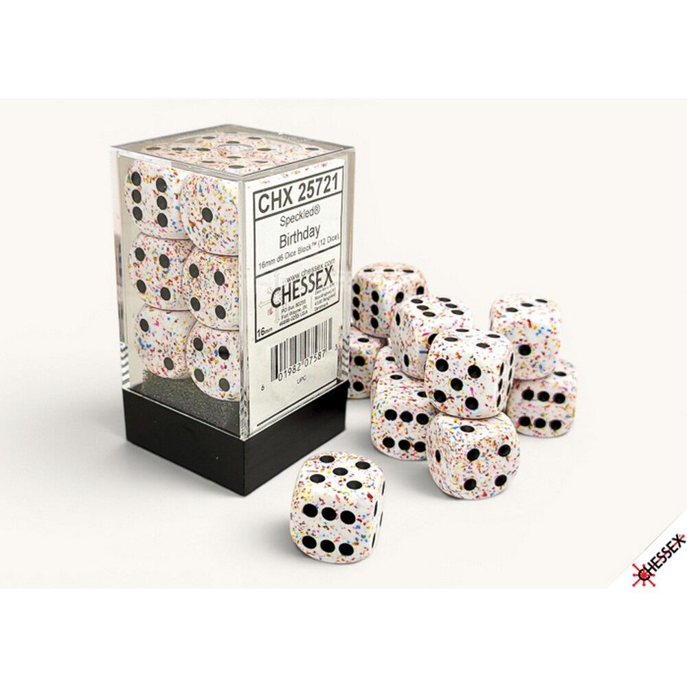 Speckled Birthday 16mm d6 Dice Block (12 dice)