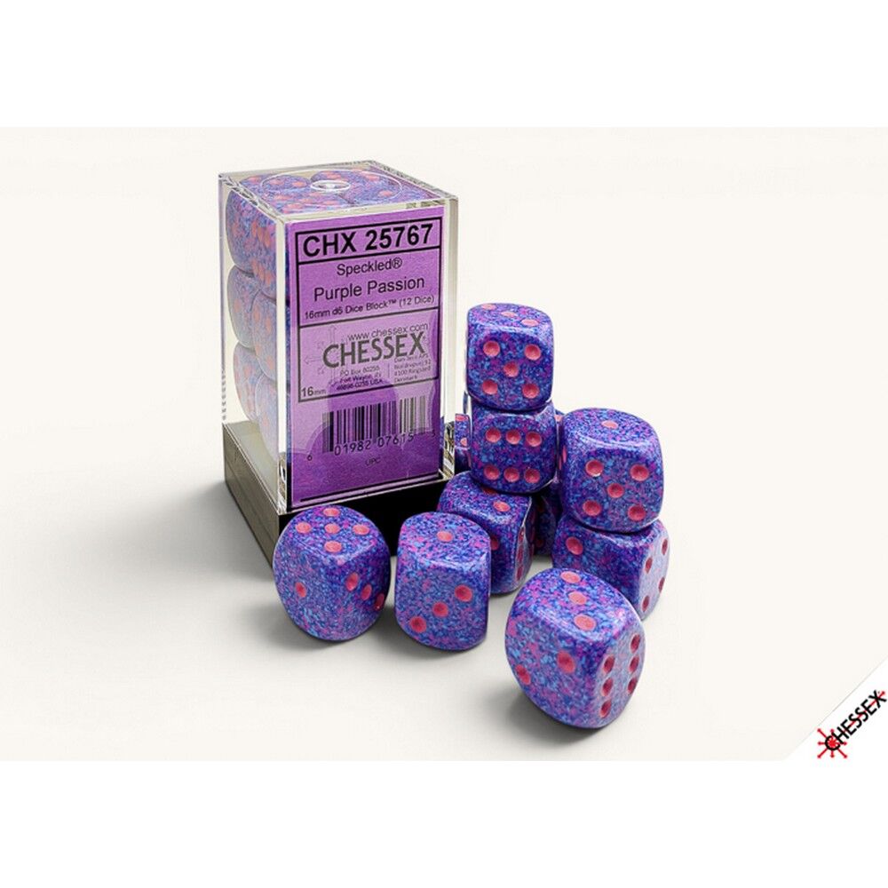 Speckled Purple Passion 16mm d6 Dice Block (12 dice)