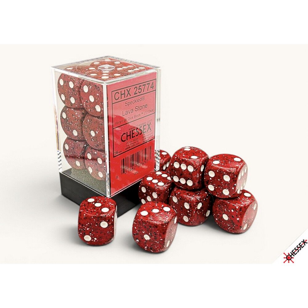 Speckled Lava Stone 16mm d6 Dice Block (12 dice)