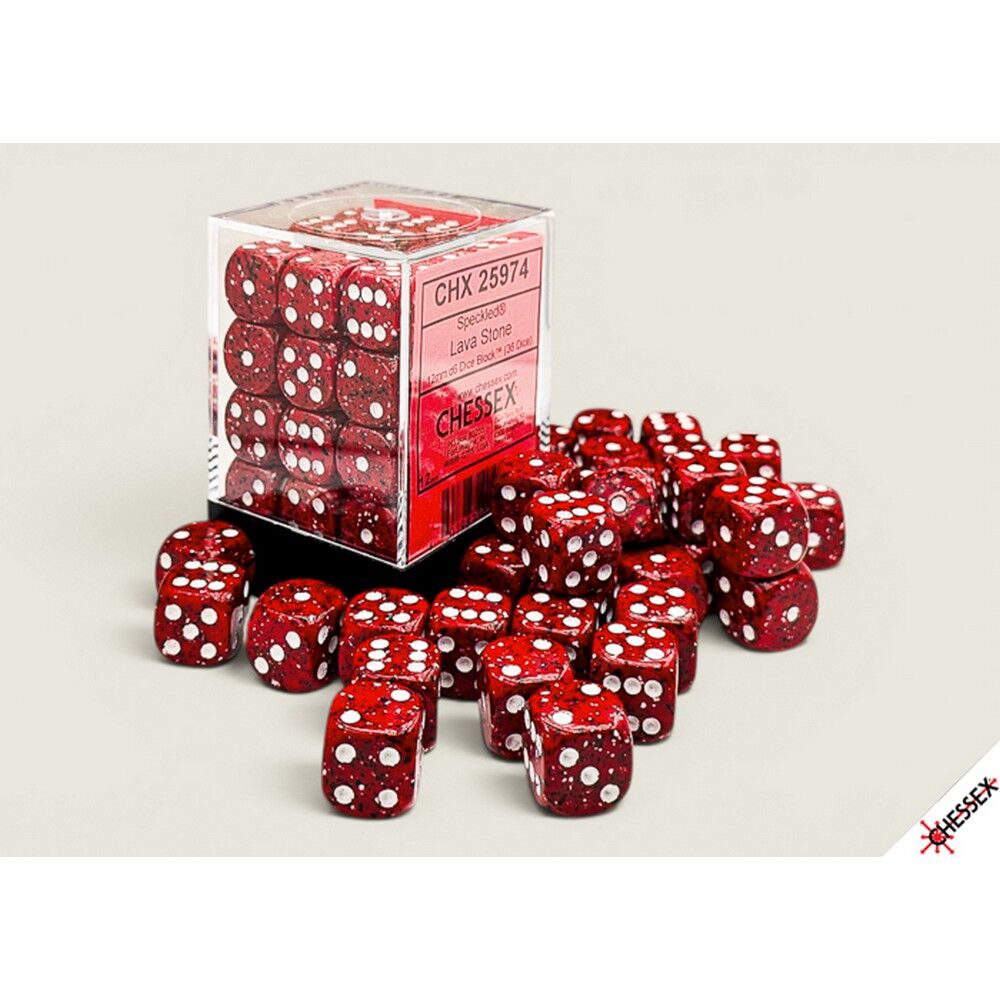 Speckled Lava Stone 12mm d6 Dice Block (36 dice)