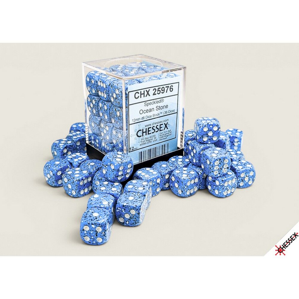 Speckled Ocean Stone 12mm d6 Dice Block (36 dice)
