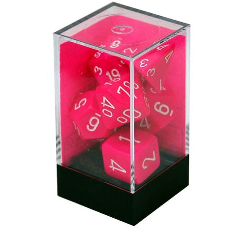 Opaque Polyhedral Pink/white 7-Die Set